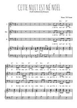 Téléchargez l'arrangement de la partition de Cette nuit est né Noël en PDF pour trois voix d'hommes et piano