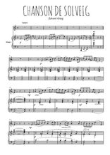Téléchargez la partition de Chanson de Solveig en PDF pour Mélodie et piano