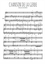 Téléchargez l'arrangement de la partition de Traditionnel-Chanson-de-la-gerbe en PDF pour  et piano