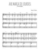 Téléchargez la partition de Ave Maria de Lourdes en PDF pour 3 voix SAB et piano