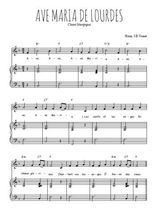Téléchargez l'arrangement de la partition de Traditionnel-Ave-Maria-de-Lourdes en PDF pour Chant et piano