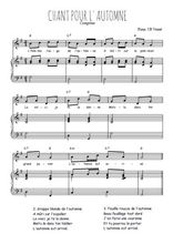 Téléchargez la partition de Chant pour l'automne en PDF pour Chant et piano