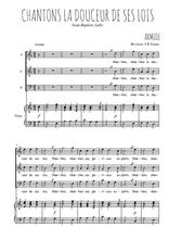 Téléchargez l'arrangement de la partition de Chantons la douceur de ses lois en PDF pour trois voix mixtes et piano