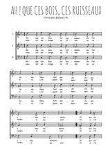 Téléchargez l'arrangement de la partition de Christophe-Ballard-Ah-!-que-ces-bois-ces-ruisseaux en PDF à trois voix