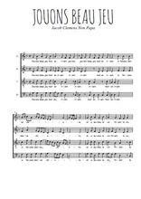 Téléchargez l'arrangement de la partition de Jouons beau jeu en PDF à quatre voix SATB