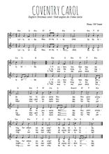 Téléchargez l'arrangement de la partition de Coventry carol, chant de Noël en PDF à deux voix