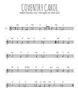 Téléchargez la partition de la musique Coventry carol, chant de Noël en PDF, pour violon