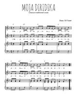 Téléchargez l'arrangement de la partition de Moja Diridika en PDF pour deux voix égales et piano