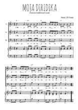 Téléchargez l'arrangement de la partition de Moja Diridika en PDF pour trois voix mixtes et piano