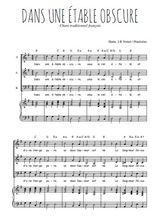 Téléchargez l'arrangement de la partition de Dans une étable obscure en PDF pour trois voix mixtes et piano