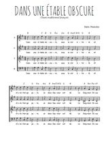 Téléchargez l'arrangement de la partition de Dans une étable obscure en PDF à quatre voix SATB