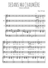 Téléchargez l'arrangement de la partition de Dedans ma chaumière en PDF pour trois voix d'hommes et piano