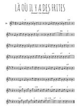 Téléchargez l'arrangement de la partition en Sib de la musique Là où il y a des frites en PDF