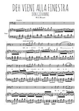 Téléchargez l'arrangement de la partition de wa-mozart-deh-vieni-alla-finestra en PDF pour Chant et piano