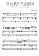 Téléchargez l'arrangement de la partition de Traditionnel-Elle-descend-de-la-montagne-a-cheval en PDF pour Chant et piano