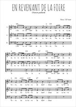 Téléchargez l'arrangement de la partition de chanson-paillarde-en-revenant-de-la-foire en PDF à trois voix