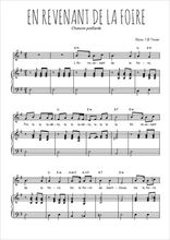 Téléchargez l'arrangement de la partition de chanson-paillarde-en-revenant-de-la-foire en PDF pour Chant et piano