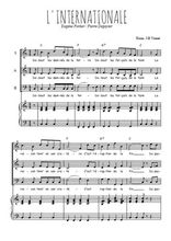 Téléchargez l'arrangement de la partition de L'internationale en PDF pour trois voix mixtes et piano