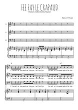 Téléchargez l'arrangement de la partition de Fee Fay le crapaud en PDF pour trois voix mixtes et piano