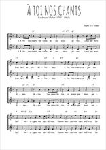 Téléchargez l'arrangement de la partition de Ferdinand-Huber-A-toi-nos-chants en PDF à deux voix