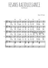 Téléchargez l'arrangement de la partition de Fesans raijouissance en PDF pour 4 voix mixtes et piano