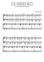 Téléchargez l'arrangement de la partition de Five Hundred Miles en PDF pour deux voix égales et piano
