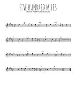 Téléchargez l'arrangement de la partition pour sax en Mib de la musique Five Hundred Miles en PDF