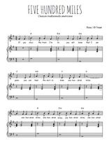 Téléchargez la partition de Five Hundred Miles en PDF pour Chant et piano