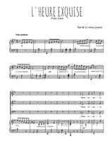 Téléchargez l'arrangement de la partition de L'heure exquise en PDF pour trois voix mixtes et piano