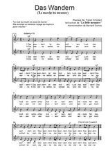 Téléchargez l'arrangement de la partition de Franz-Schubert-Das-wandern en PDF à deux voix