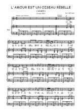 Téléchargez l'arrangement de la partition de Carmen, L'amour est un oiseau rebelle en PDF pour deux voix égales et piano