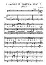 Téléchargez l'arrangement de la partition de Carmen, L'amour est un oiseau rebelle en PDF pour trois voix mixtes et piano