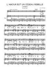 Téléchargez l'arrangement de la partition de Carmen, L'amour est un oiseau rebelle en PDF pour 4 voix mixtes et piano