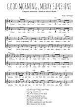 Téléchargez l'arrangement de la partition de Good morning Merry Sunshine en PDF à deux voix