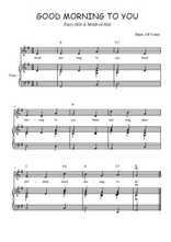 Téléchargez l'arrangement de la partition de Patty-Hill--Mildred-Hill-Good-morning-to-you en PDF pour Chant et piano