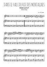 Téléchargez l'arrangement de la partition de edvard-grieg-peer-gynt-dans-le-hall-du-roi-des-montagnes en PDF pour Mélodie et piano