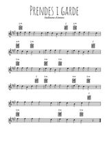 Téléchargez l'arrangement de la partition pour sax en Mib de la musique Prendes i garde en PDF