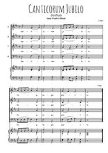 Téléchargez l'arrangement de la partition de Canticorum jubilo en PDF pour 4 voix mixtes et piano