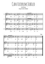 Téléchargez l'arrangement de la partition de Georg-Friedrich-Handel-Canticorum-jubilo en PDF à quatre voix