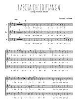 Téléchargez l'arrangement de la partition de Georg-Friedrich-Handel-Lascia-ch-io-pianga en PDF pour trois voix d'hommes