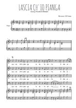 Téléchargez l'arrangement de la partition de Lascia ch'io pianga en PDF pour 4 voix mixtes et piano