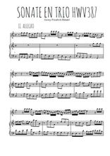 Téléchargez la partition de Sonate en trio Hwv387, 2. Allegro en PDF pour Mélodie et piano