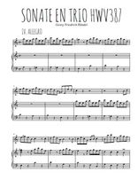 Téléchargez l'arrangement de la partition de handel-sonate-en-trio-hwn387-4-allegro en PDF pour Mélodie et piano