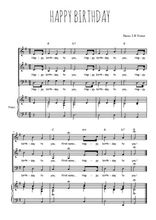 Téléchargez l'arrangement de la partition de Happy Birthday. Joyeux Anniversaire en PDF pour trois voix mixtes et piano