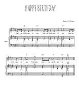 Téléchargez l'arrangement de la partition de happy-birthday en PDF pour Chant et piano