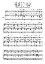 Téléchargez l'arrangement de la partition de chanson-anglaise-heart-of-oak en PDF pour Chant et piano