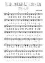 Téléchargez l'arrangement de la partition de beethoven-freunde-schoner-gotterfunken-hymne-a-la-joie-allemand en PDF à deux voix