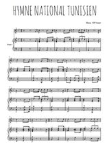 Téléchargez l'arrangement de la partition de hymne-national-tunisien en PDF pour Chant et piano