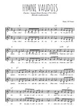 Téléchargez l'arrangement de la partition de Hymne vaudois en PDF à deux voix
