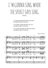 Téléchargez l'arrangement de la partition de I'm gonna sing when the spirit says sing en PDF pour 4 voix mixtes et piano